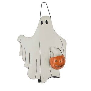 Dollar General Halloween Ghosts Wall Hanging with Pumpkin Set of 2